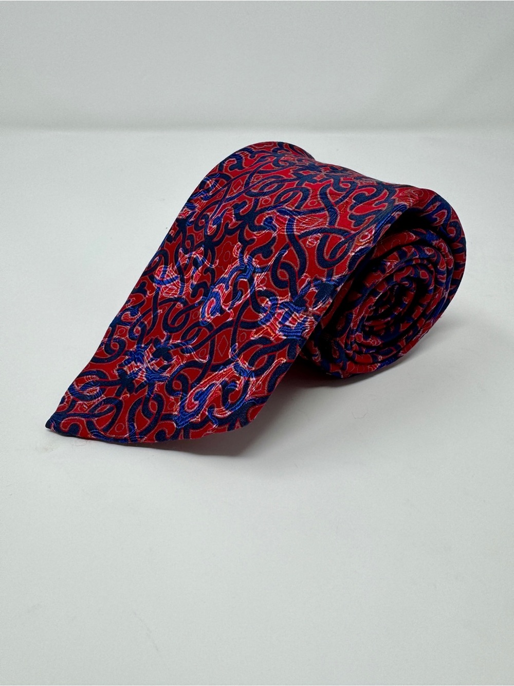 Robert Talbott Seven Fold #19/40 Extra Long Silk Tie Red Navy